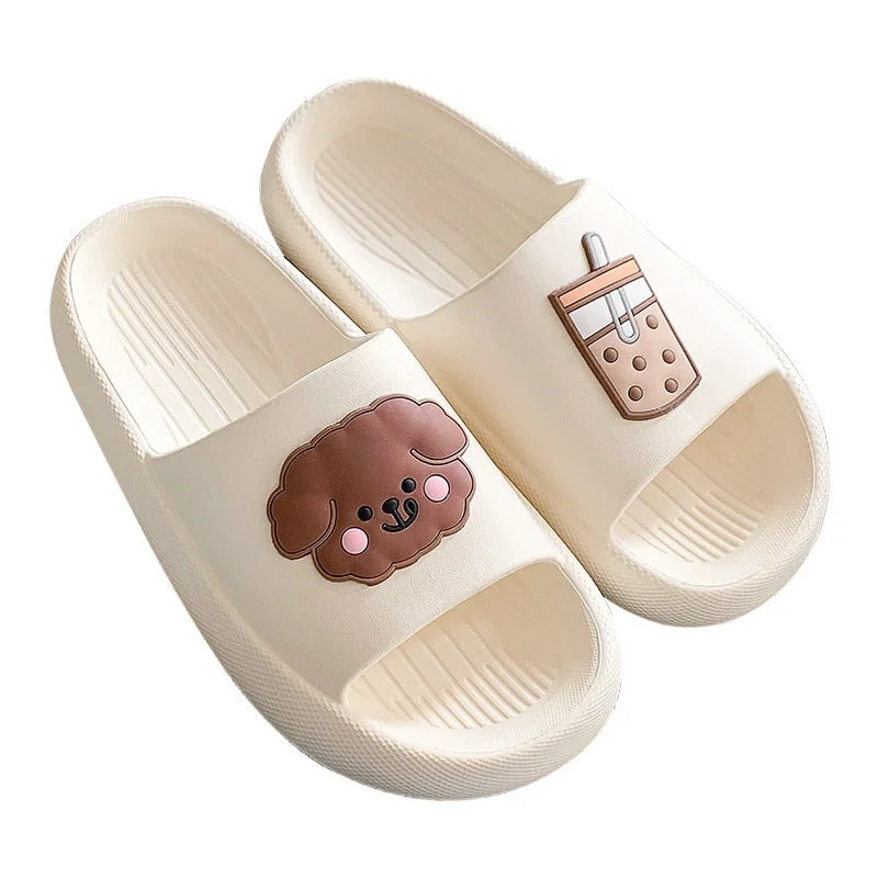 2022 Summer Women Thick Sole Slippers Indoor Home Non-Slip Slipper Casual Beach Slides EVA Household Cartoon Dog Animals Shoes