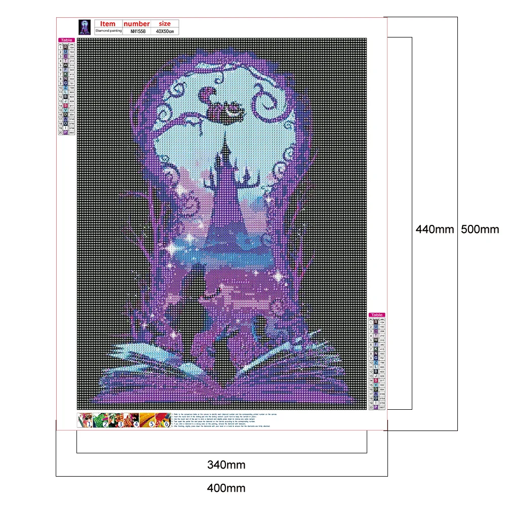 Full Round Diamond Painting 40*50cm - Silhouette Castle