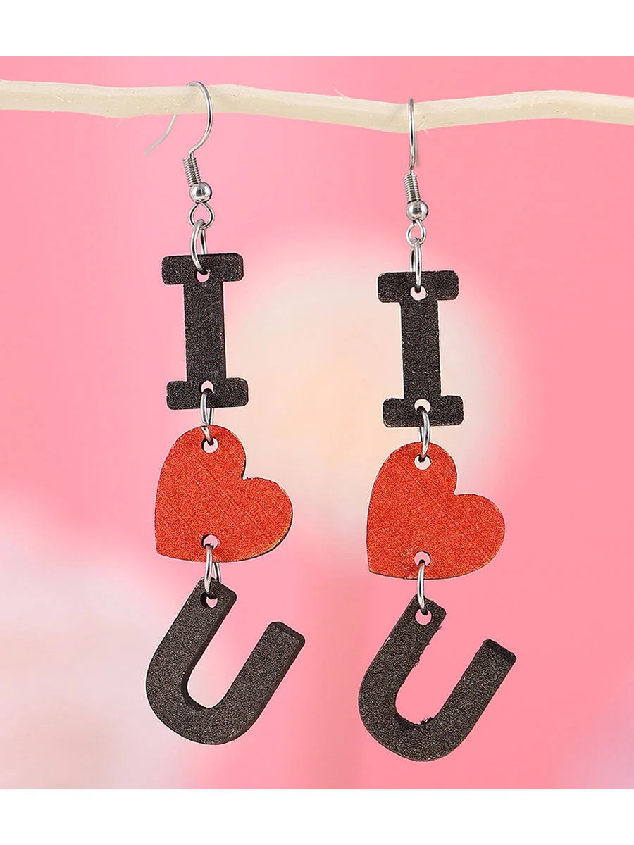 I Love You Valentine's Day Heart Alphabet Earrings