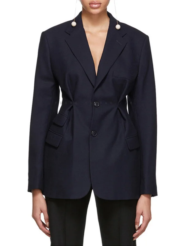Women's pressed pleated drawstring creative blazer Flusfy