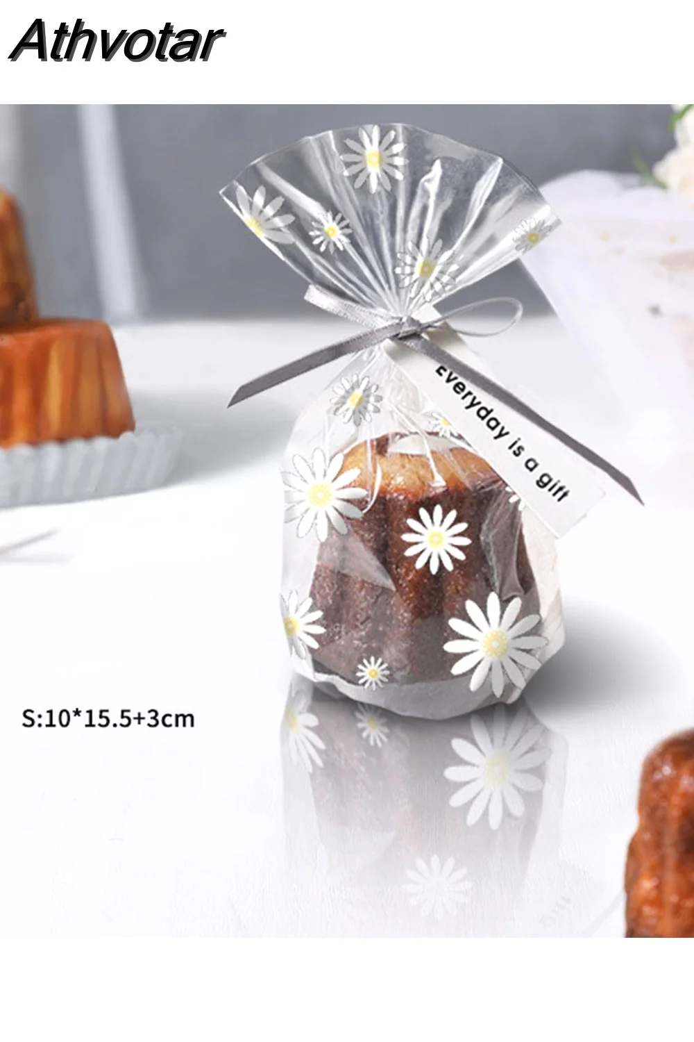 Athvotar Transparent Packaging Bags Xmas Gift Warp Cookie Chocolate Candy Storage Bag For Christmas Party Cellophane Gift Bags