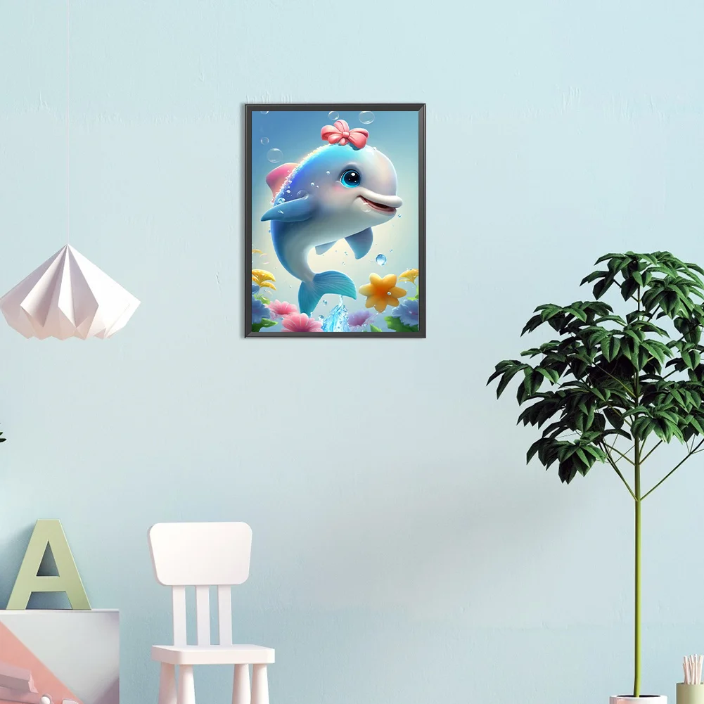 Full Round Diamond Painting 30*40cm - Beautiful Dolphin