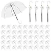 52 Inch Large Clear Bubble Umbrella Bulk with Classic Hook Handle Decorative Clear Wedding Dome Umbrella with Thank You Tags and Rope Guest Souvenirs for Wedding Party Bridal Favors