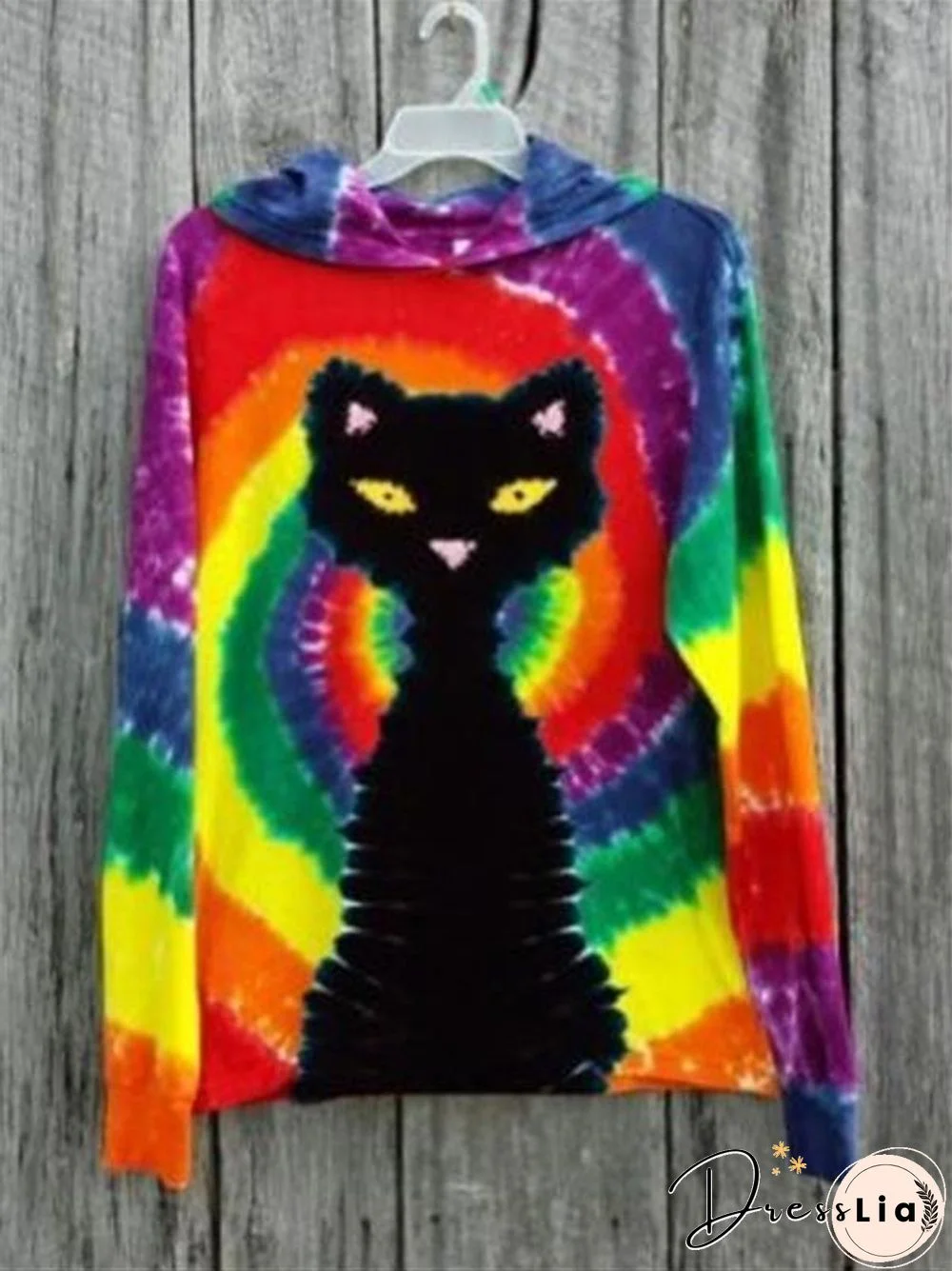 Color Block Cat Printed Top