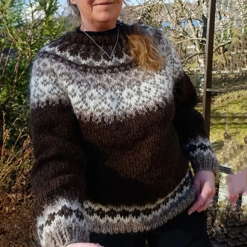 Vintage V&aring;rgensere Warmth Knit Jacquard Icelandic Crew Neck Sweater（Unisex ）