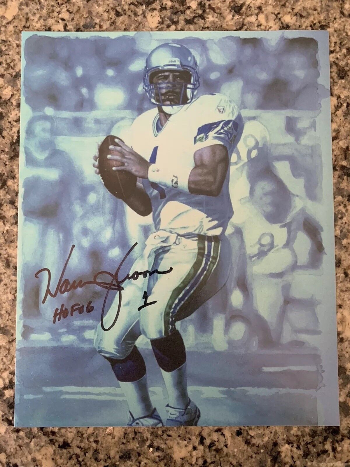 Warren Moon HOF 2006 Seattle Seahawks signed 8x10 Photo Poster painting