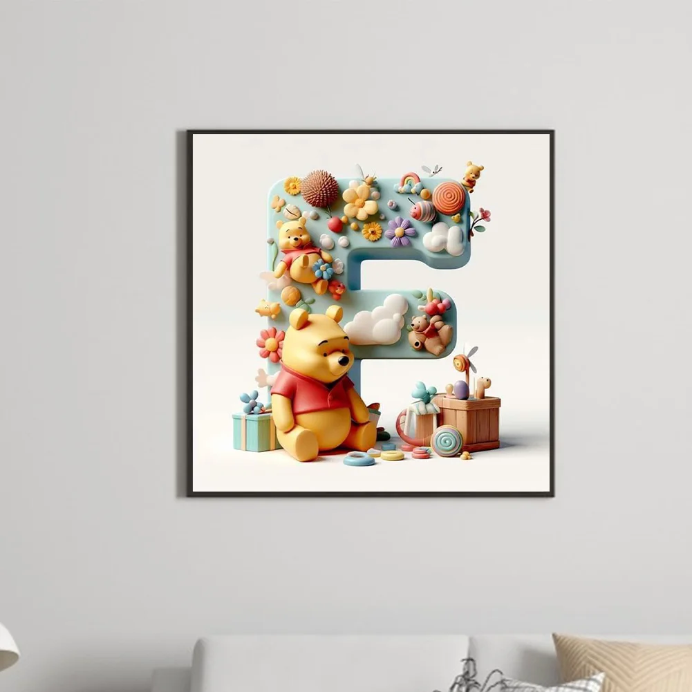 Full Round Diamond Painting 30*30cm - Winnie The Pooh'S 26 Letters F