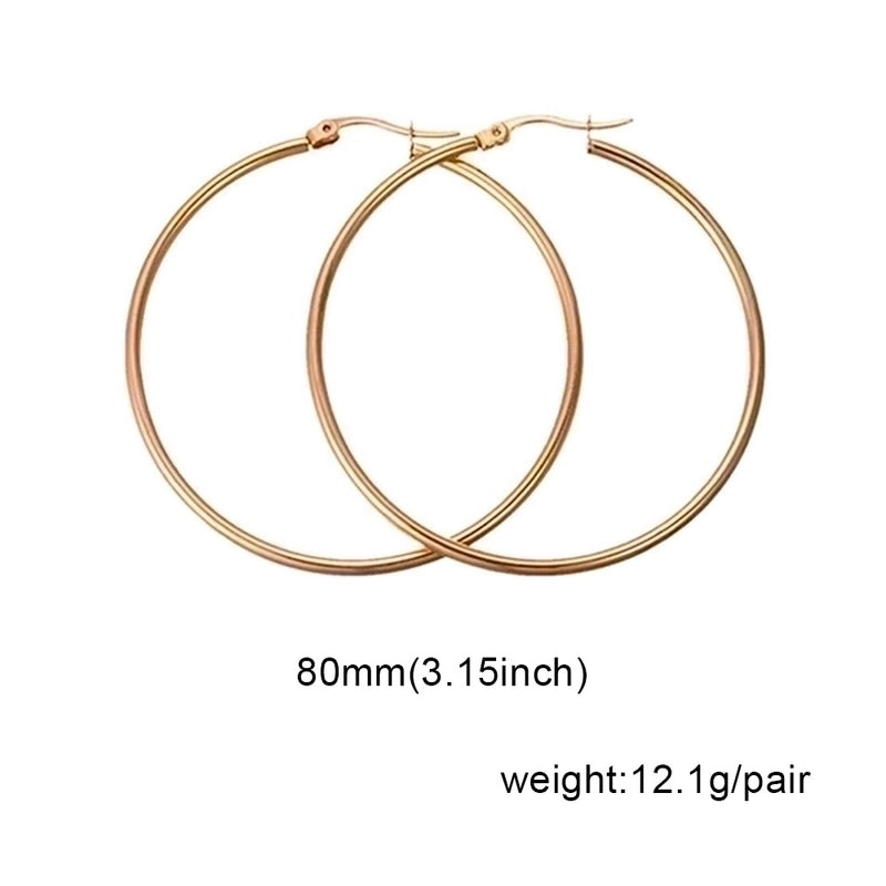 1 Pair Fashion Solid Color Stainless Steel Hoop Earrings