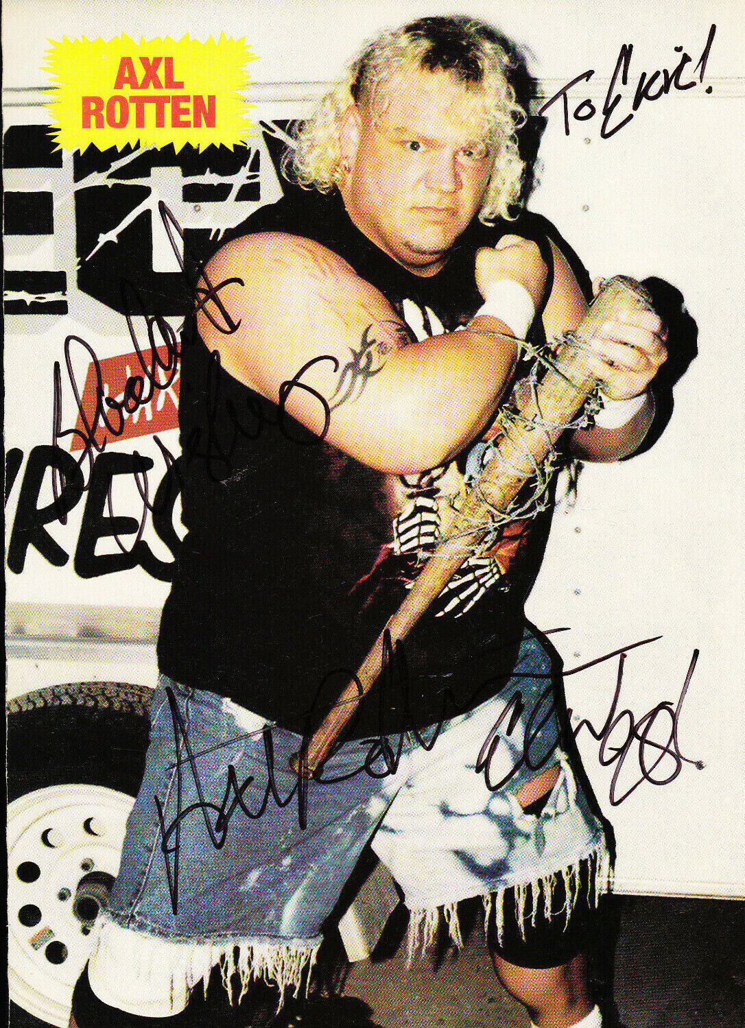 AXL ROTTEN SIGNED AUTOGRAPH 8X11 EXTREME ECW YEARBOOK Photo Poster painting COA BASEBALL BAT