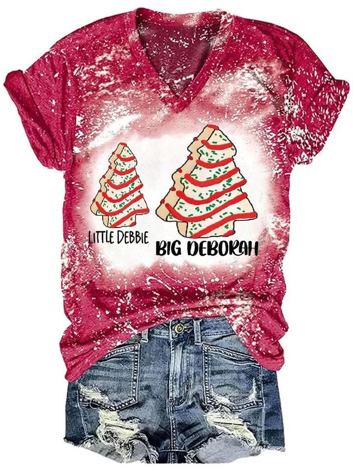 Little Debbie Big Deborah Tie Dye V-Neck T-Shirt