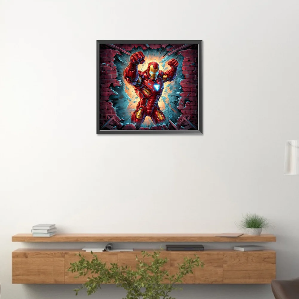 Diamond Painting - Full Round Drill - Iron Man Breaking Wall(Canvas|40*35cm)