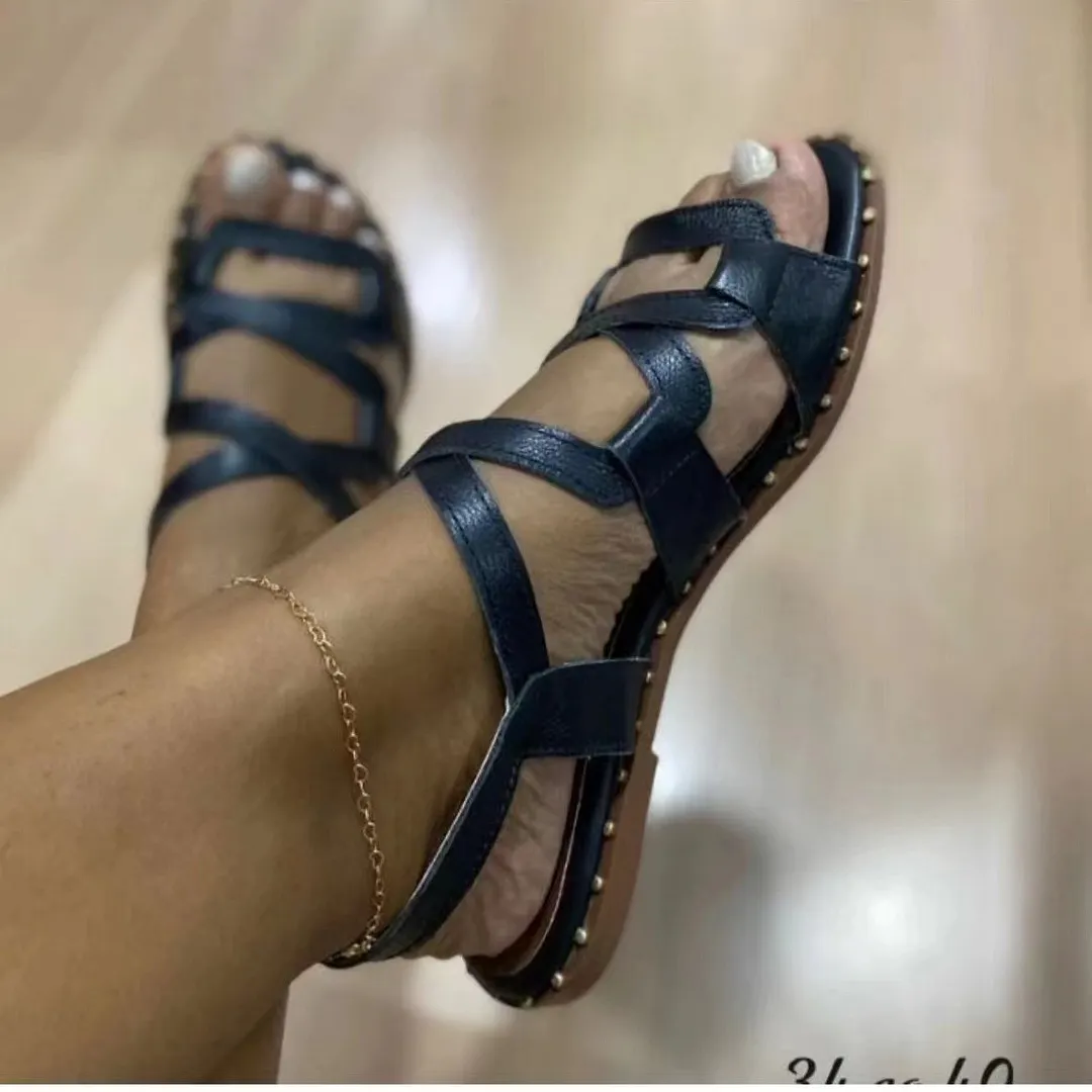 Breakj Breakj Summer New Flat Roman Sandals Women Large Size Color Wearing Beach Cool Drag