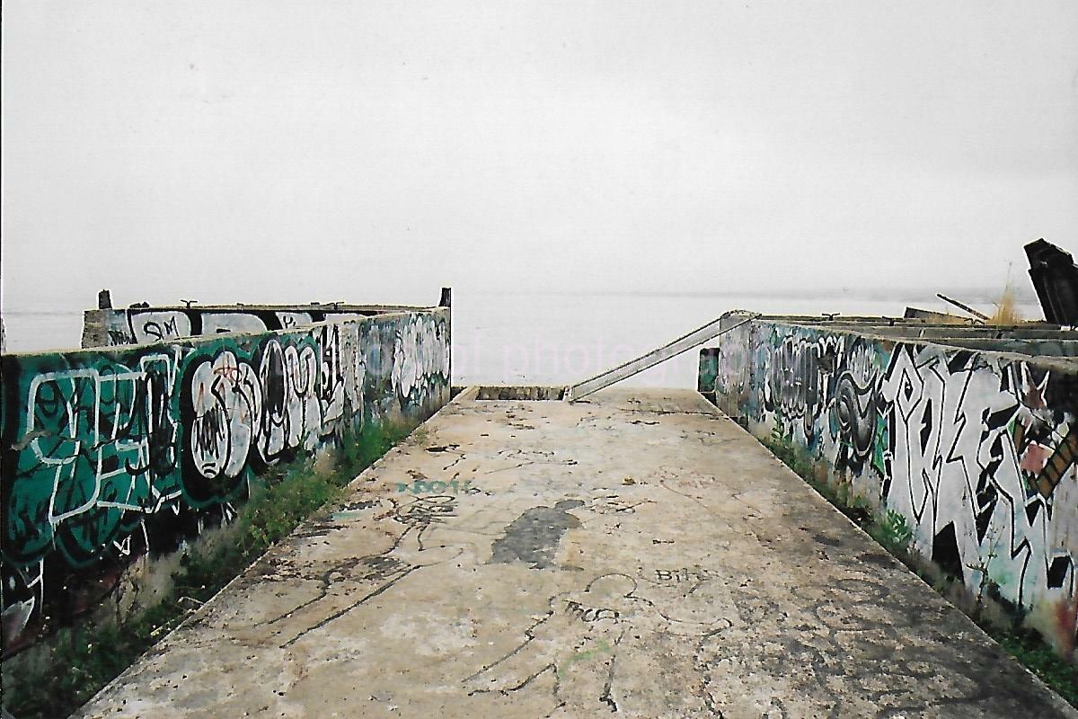 Graffiti Path To The Sea FOUND Photo Poster paintingGRAPH Original Color Snapshot VINTAGE 06 26