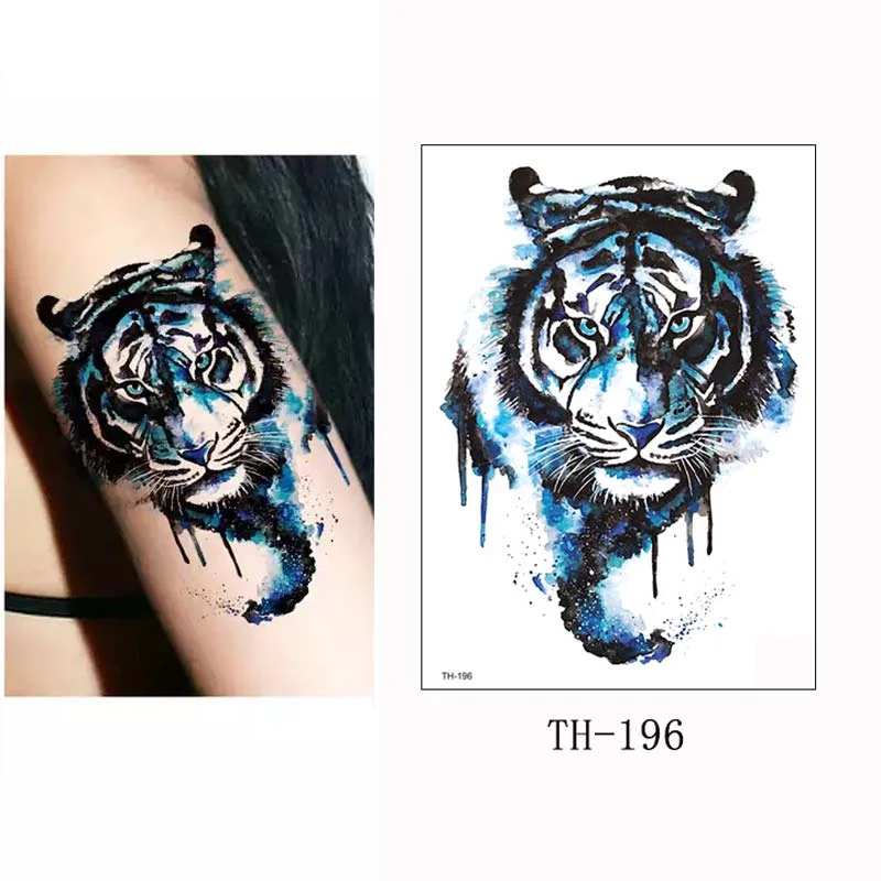 Sdrawing Temporary Tattoos Man Forest Color Painting Tattoo Sticker Tiger Wolf Fake Tattoo for Women Tatto Sleeves for Arm