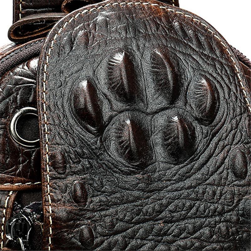 Mens Alligator Pattern Cow Leather Crossbody Bag Chest Bag