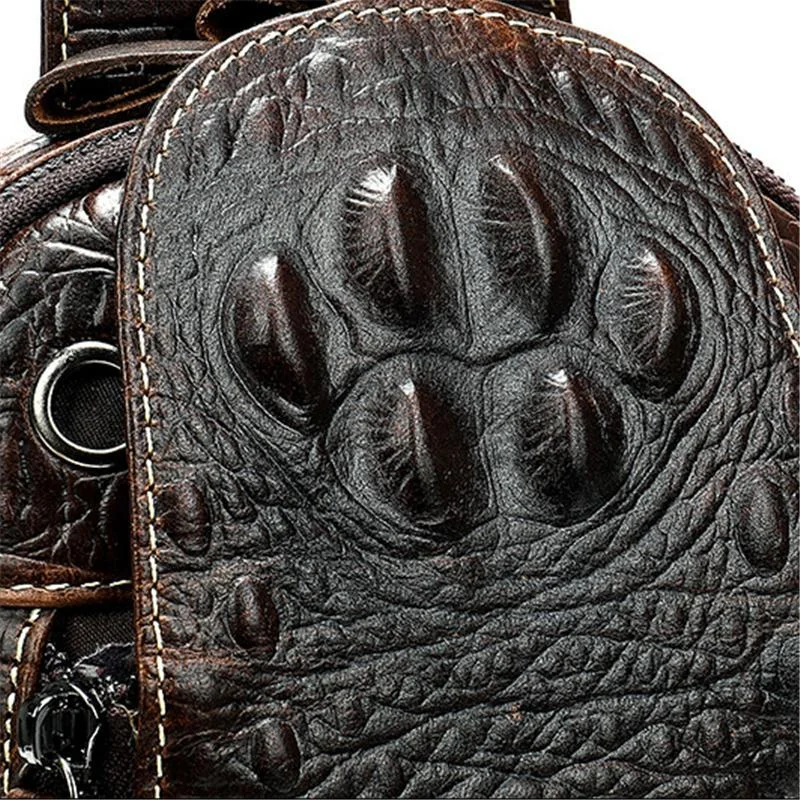 Mens Alligator Pattern Cow Leather Crossbody Bag Chest Bag