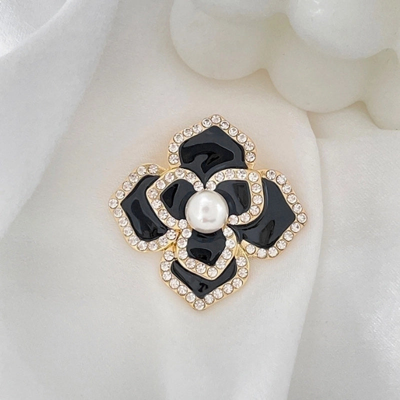 Fashion Pin Flower Alloy Plating Inlay Artificial Gemstones Pearl Women’S Brooches