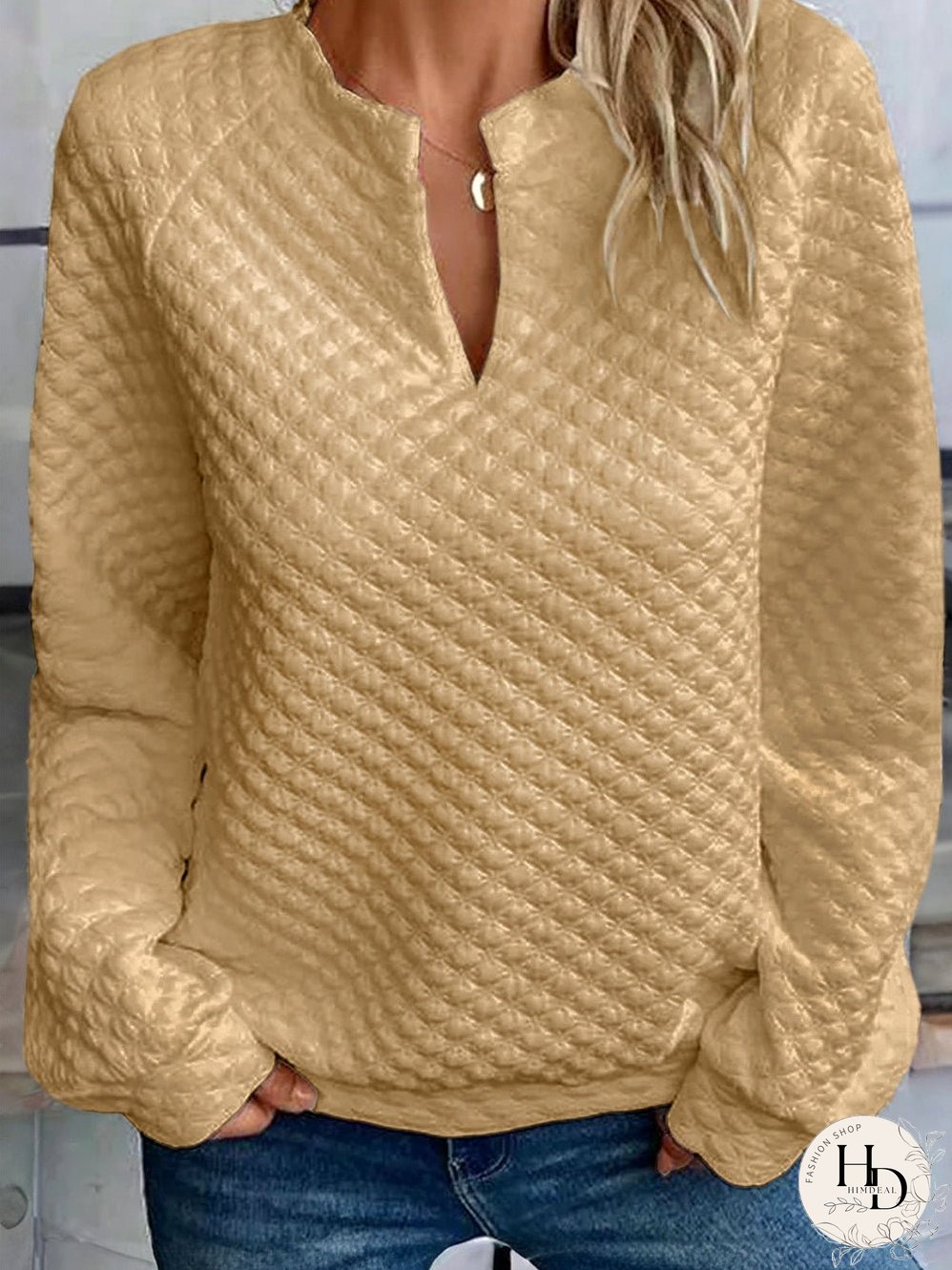 Women's Casual Long Sleeve Quilted Top