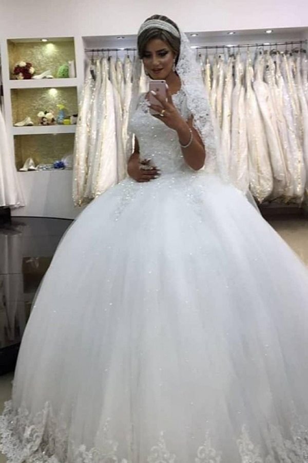 Luluslly Glamorous White Sleeveless Ball Gown Wedding Dress With Lace