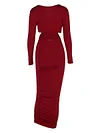 Solid Color Irregular Clipping Long Sleeves Maxi Dress