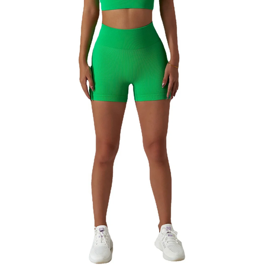 Solid color seamless threaded sports shorts