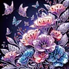 Papillon rose de nuit-peinture spéciale partielle au diamant-30*30cm