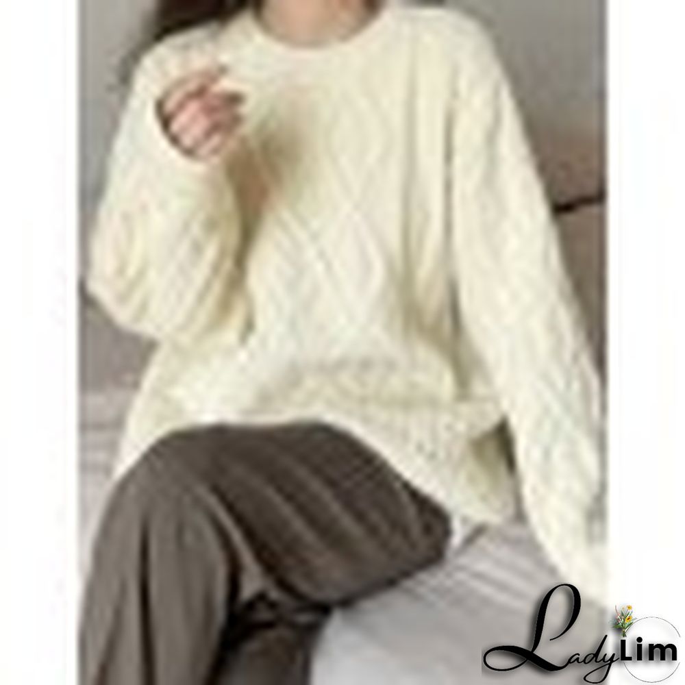 Crew Neck Cable Knit Pullover Sweater