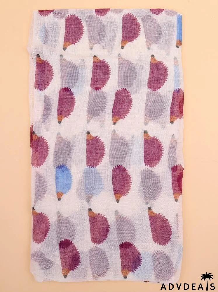 Cartoon Hedgehog Graphic Scarf