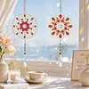 2pcs Pearl Datura DIY Acrylic Diamond Painting Wind Chime for Adult 5D Diamond Painting Suncatcher with Crystal Pendant Double Sided Hanging Diamonds Art Paint Ornament Gift for Home