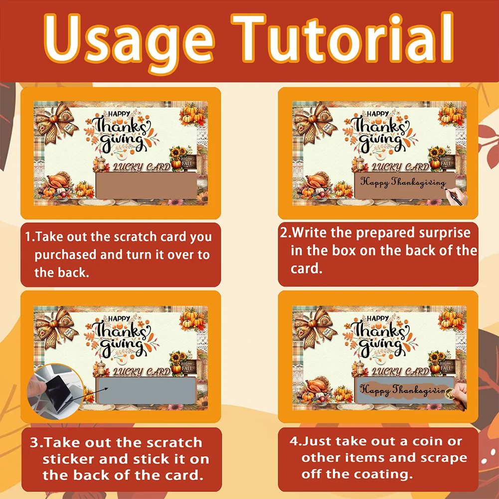 10pcs DIY Diamond Painting Crystal Scratch Card Party Gift Card (Thanksgiving)