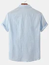 Men's Cotton Linen Solid Color Casual Loose Short Sleeve Shirt