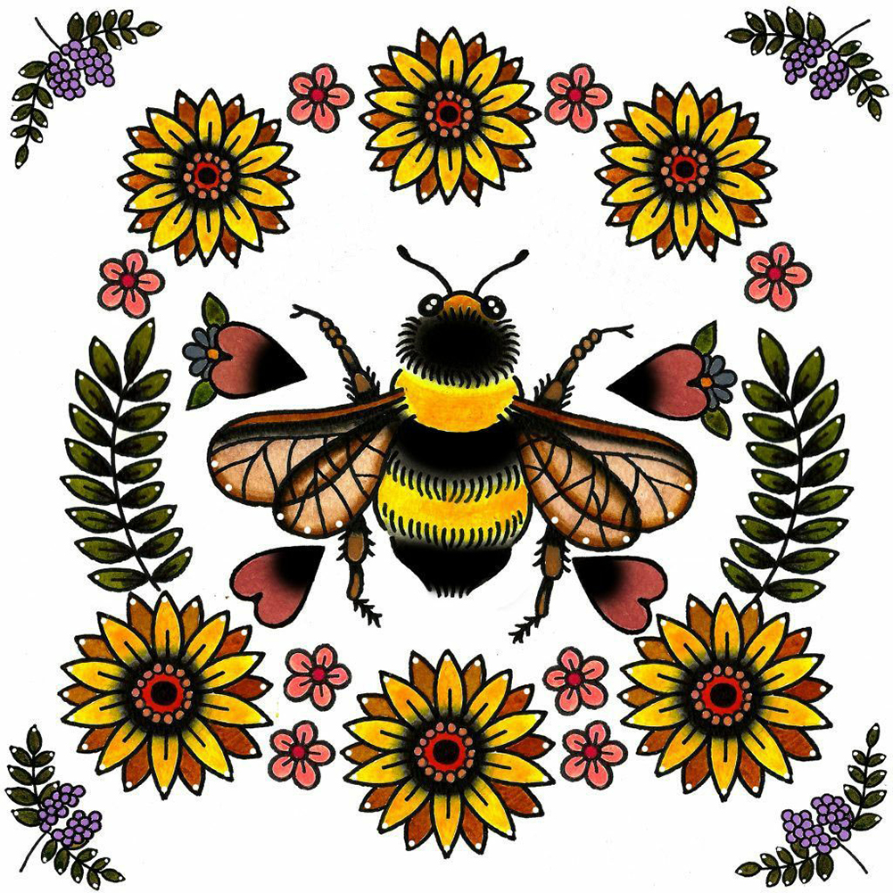 

Bee and Flower - Round Drill Diamond Painting - 30*30CM, 501 Original