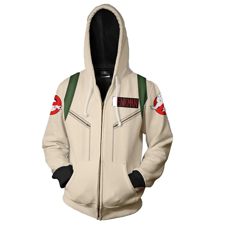 Movie Ghostbusters Peter Creamy White Hoodie Coat Outfits Cosplay Costume Halloween Carnival Suit