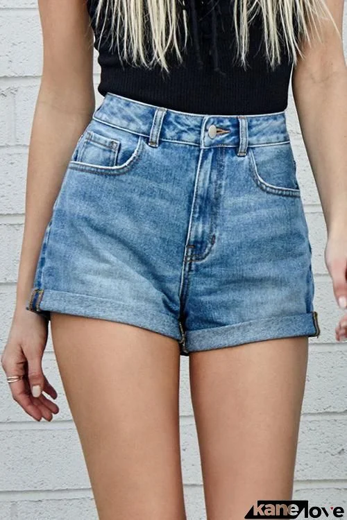 Classic Pocket High Waist Denim Shorts