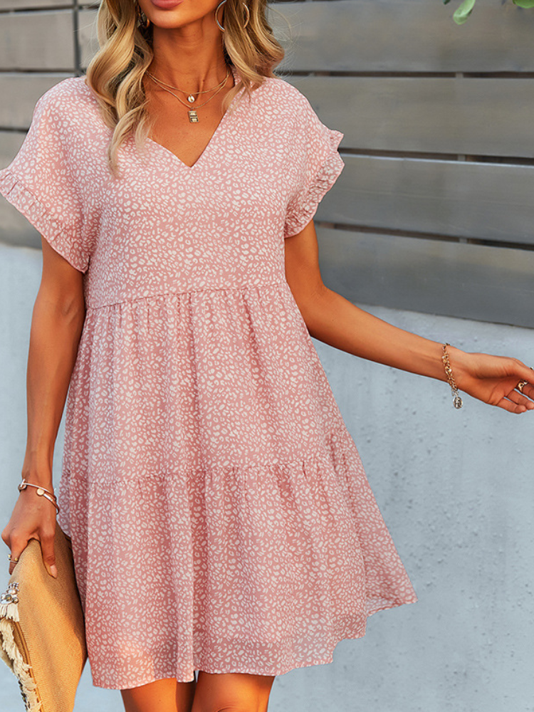 Printed Summer Elegant A- Line Dress Loose Chiffon Dress