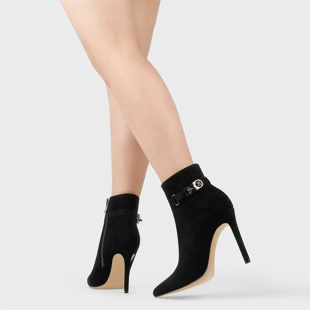 10cm/3.94" Women's Closed Pointed Toe Stilettos Heels Ankle Boots