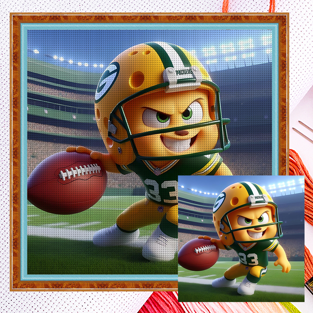 Green Bay Packers Full 11CT Counted Canvas(40*40cm) Cross Stitch