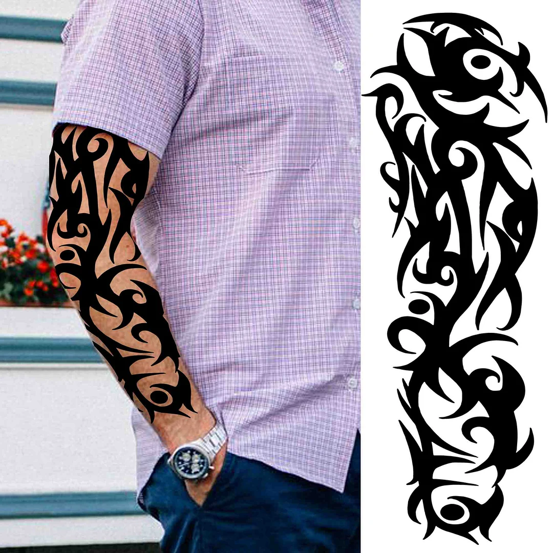 Sexy Wolf Full Flower Arm Temporary Tattoo Stickers For Men Body Art Sleeve Tattoo Decals Girl Women Waterproof Tatoo Fox Legs