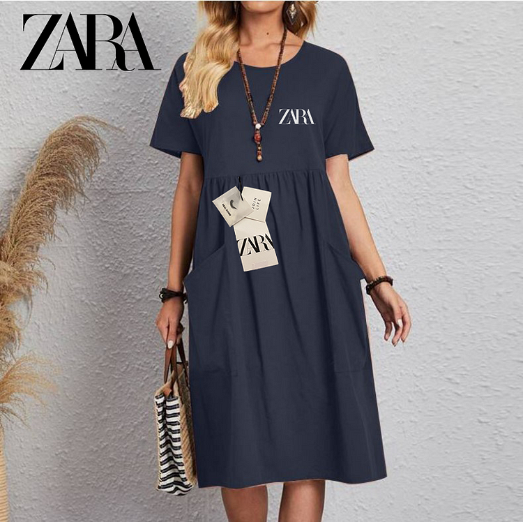 @Zara volné letní skládané ležérní šaty 🔥