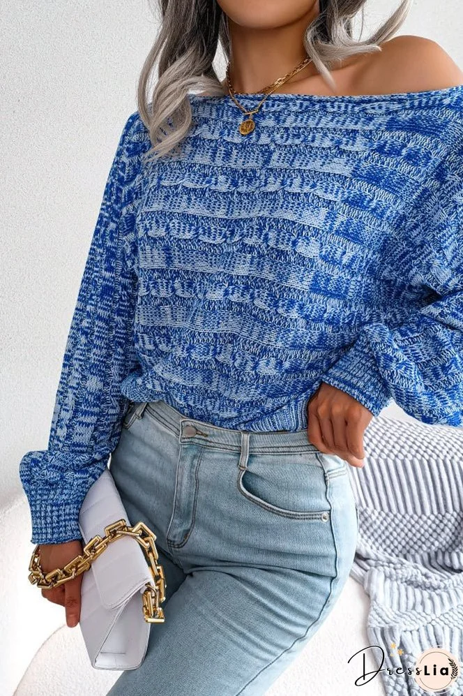 Cable Knit Wide Shoulder Short Length Sweaters Top