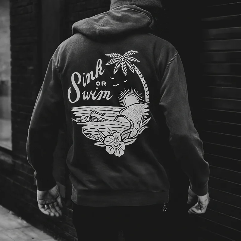 Sink Or Swim Printed Men's Hoodie -  