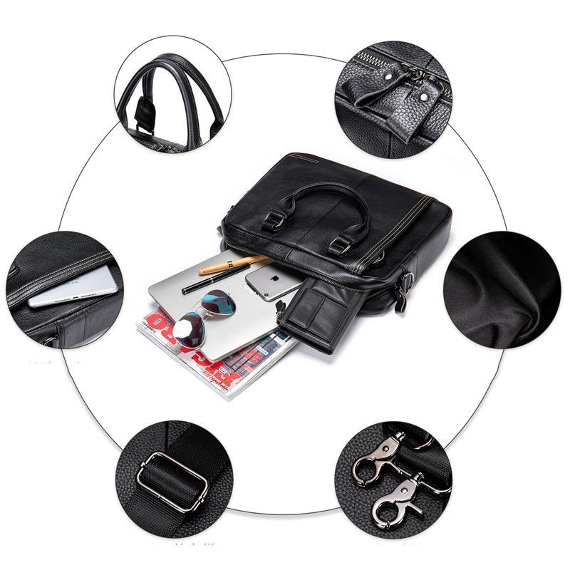 Genuine Leather Adjustable Shoulder Strap Design Business Casual Crossbody Bag Handbag