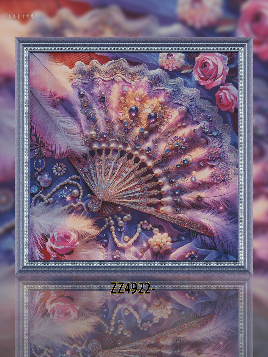 [Metallic Thread][KZ-ZZ4930-Neon clothes purple feather fan]  Painting Fairy Cross Stitch