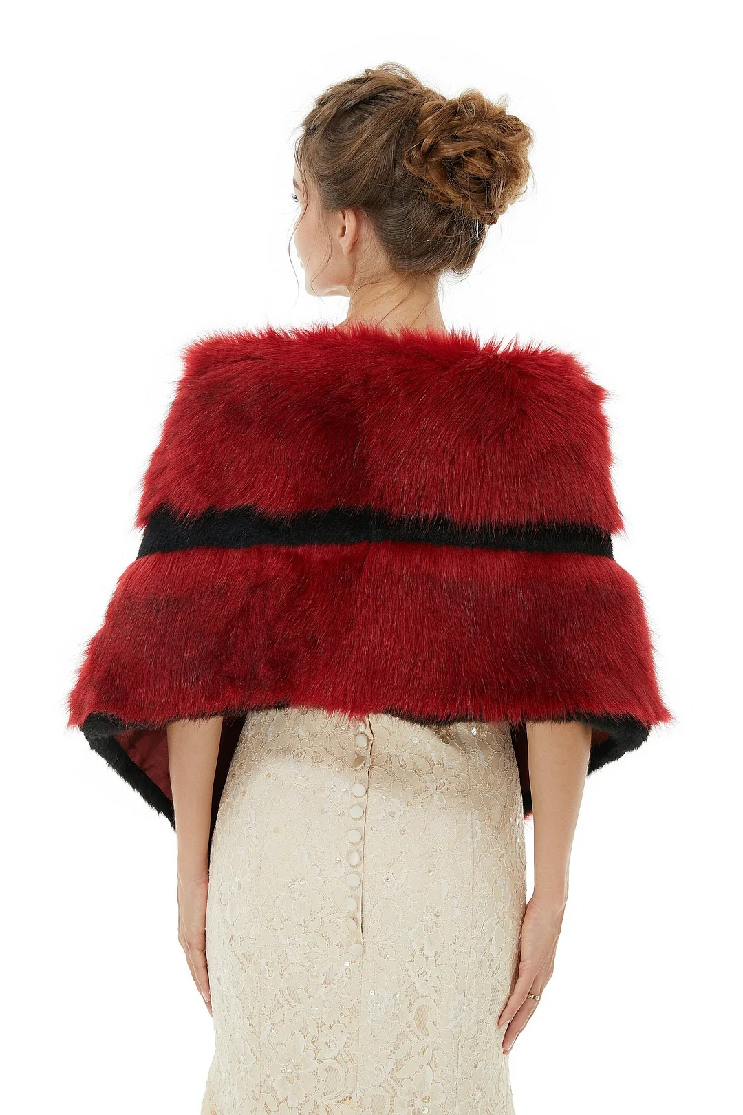 Burgundy faux sale fur wrap