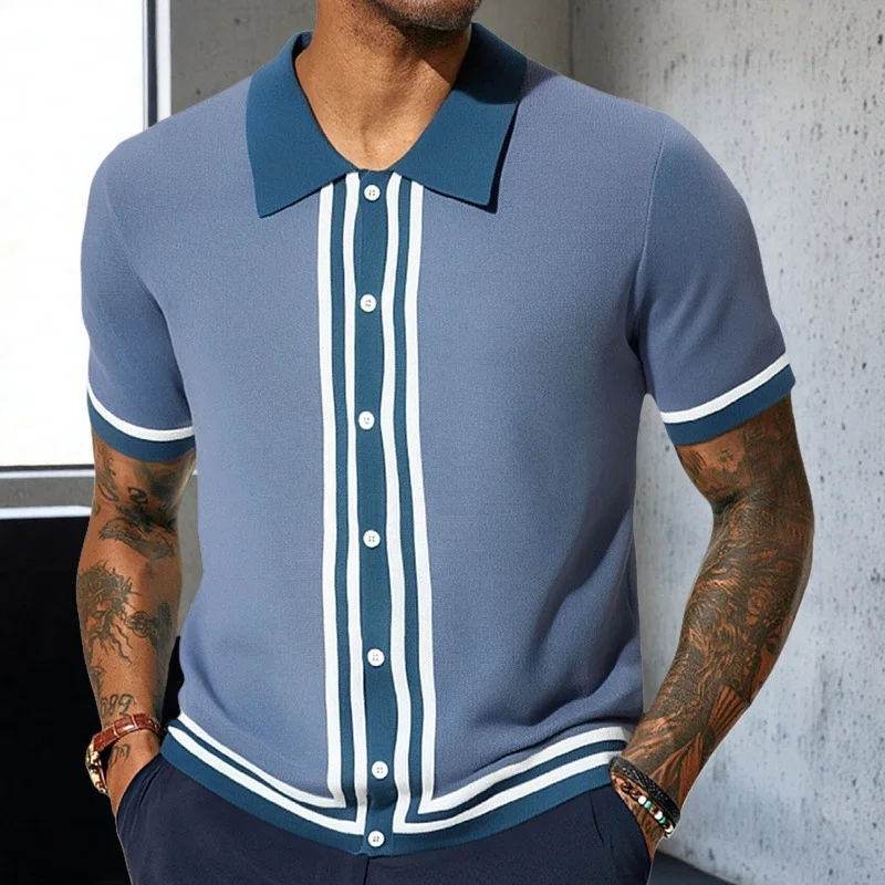 Uveng Uveng Men's New Summer Knits Clip Short Sleeve Business Polo Shirt Men's SY0080
