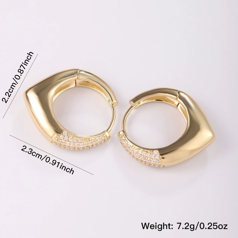 1 Pair Classic Style Round Plating Inlay Copper Zircon 18K Gold Plated Earrings