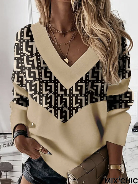 Geometric Casual Loose Sweatshirt