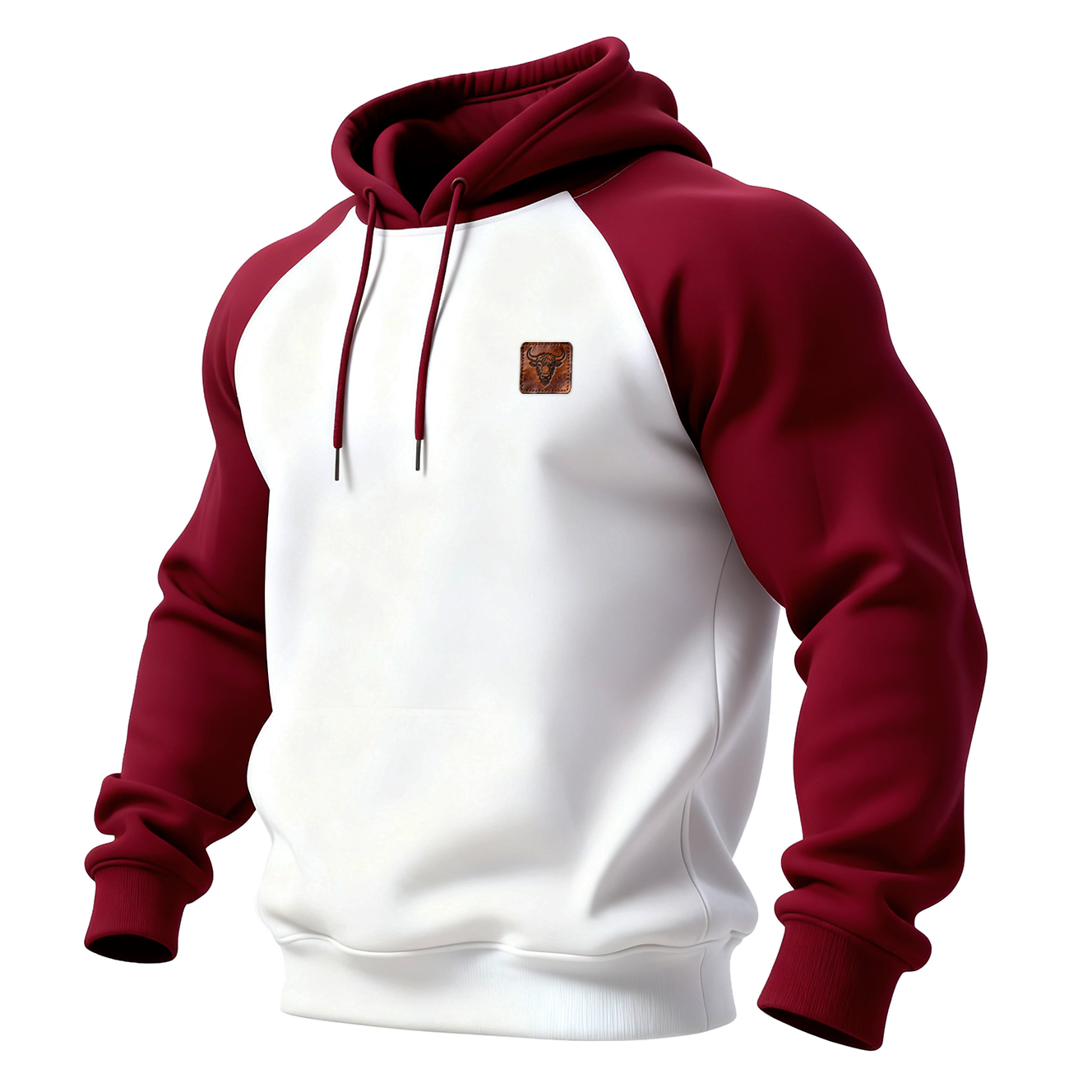 Unisex Outdoor Style Color-blocked Raglan Sleeve Hooded Sweatshirt