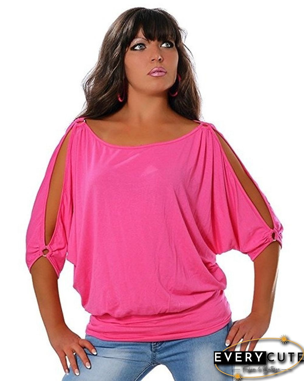 Casual Women's Cold Shoulder Short Sleeve Cotton T Shirt Blouse Fashion Tops