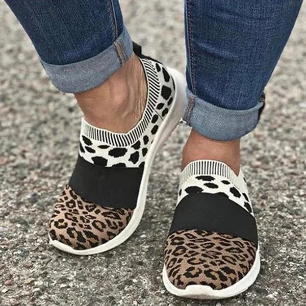 Leopard Flat Heel Sneakers